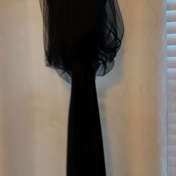 Blashe Long Black Dress with Sequin Top Sheer Bottom - Picture 6 of 13